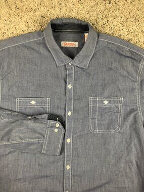 Michael Brandon Button Up Shirt Mens L Blue Long Sleeve Casual 2 Pockets